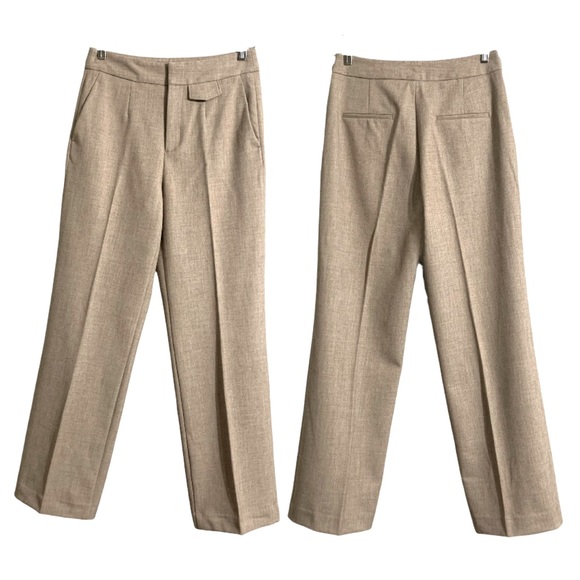 ZARA High Waist Straight Wide-Leg Light Tan Trousers - Size S - Picture 5 of 12